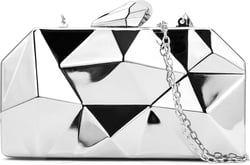 Evening Geometric Handbags Crossbody bags for Women Metal Clutch Purses for Parties Wedding with Chain Uni-size Silver
