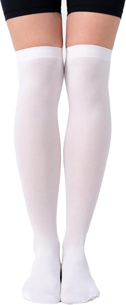 Bevigorio Thigh High Socks for Women Over the Knee Socks Long Knee High Socks for Women Thigh Highs White 1pair