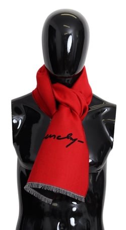 Givenchy Elegant Red Wool Blend Unisex Scarf