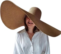 Oversized Beach Sun Hat for Women,Large Foldable Wide-Brimmed Hat,Hand-Rolled Flap Sun Hat,Summer UV Protection Beach Hat,Fashion Straw Hat Green
