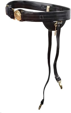 Premium Black Leather Navy Officer Ceremonial Sword Belt with Gold-Plated Buckle 40"-44"