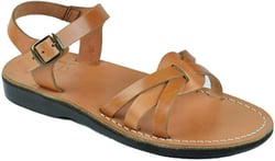 Miriam - Leather Slingback Buckle Sandal - Womens Sandals 6 Tan