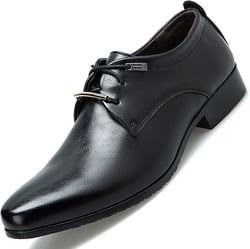 Men's Retro Dress Shoes Formal Business Leather Oxfords Dressy Suit Tuxedo Metal Shoelaces Weeding Prom Derby Shoes 10 Black