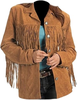 SPAZEUP Suede Leather Fringe Jacket - Brown Suede Jacket Woman - Women’s Western Jacket