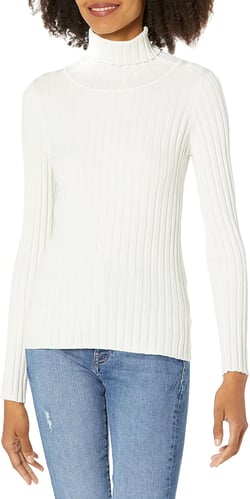 The Drop Women's Amy Fitted Turtleneck Ribbed Sweater Medium Ivory