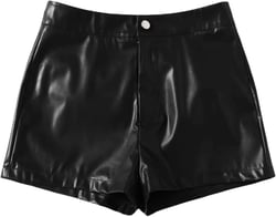 Floerns Women's PU Leather High Waisted Straight Leg Skinny Shorts Large Black