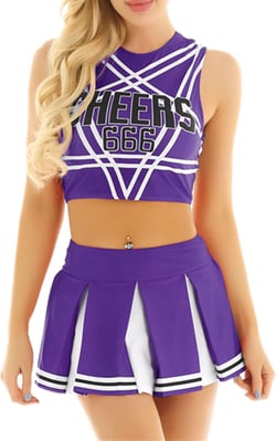 Womens Cheerleading Team Uniform Cheer Leader Sleeveless Crop Tops with Mini Pleated Skirt Set