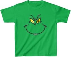 Dr. Seuss Grinch Face Youth Kids T-Shirt X-Large Green