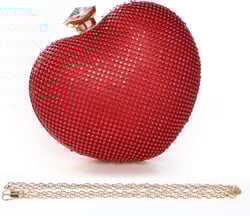 Heart Shape Pearl Clutch Purse for Women Evening Bag Glitter Luxury Purse Fashion Tassel Handbag for Wedding Party Prom Red
