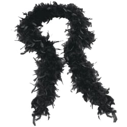 Charmgo Head Scarf Clearance, Quality White Feather Boa Flapper Hen Night Burlesque Dance Party Show Costume Silk Scarf for Women Black One size