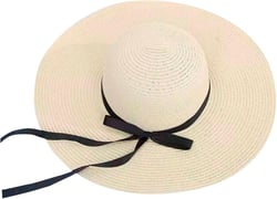 Women's Sun Hat Ladies Big Brim Straw Hat Sun Floppy Wide Brim Hats Bowknot Folding Beach Cap Casual (Beige, One Size)