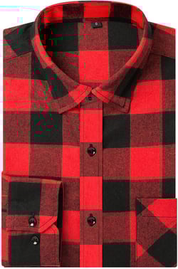DOKKIA Men's Casual Dress Long Sleeve Buffalo Plaid Checkered Fitted Flannel Shirt X-Large Red Black Buffalo