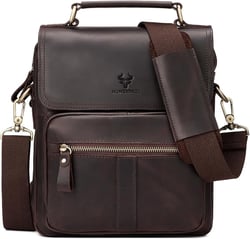 gzcz Leather Sling Shoulder Crossbody Bag Man Purse Messenger Bags for Men Women Outdoor Travel Business Darkcoffee