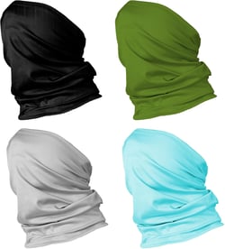 4 Pack Multi-Purpose Seamless Neck Gaiter Face Mask for Men and Women, Bandana, Rave Face Cover, Scarf, Balaclava, Headband, Head Wrap, Headwear
