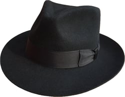 Classic Black Men's Wool Felt Godfather Gangster Mobster Gentleman Fedora Hat 6 7/8 Black