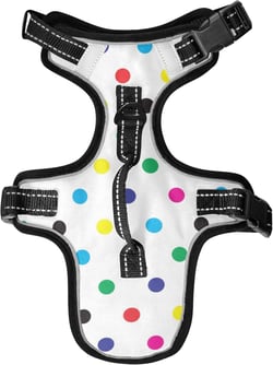 Oyihfvs Seamless Colorful Polka Dots on White Dog/Cat Vest Harness, Reflective Adjustable Antiskid No Pull Pet Harness with Leash Clips Easy Control Handle for Cats Dogs S S Multi 1