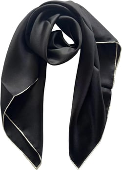 100% Mulberry Silk Scarf 35" square bandanas head scarf large neck scarf solid black neckerchief for women men hair wrap for sleepling hijab gift with box…