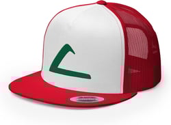 Ash Ketchum Embroidered Cosplay Premium Hat Flat Bill Mesh Cap Snapback - Adult Size Kanto and Johto Region - Expo Hat One Size Red/ White/ Red