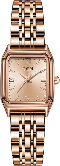 Gosasa Fashion Watches for Women Square Dial Elegant Ladies Watch Stainless Steel Business Quartz Female Wristwatch Waterproof Analog Display Rose Gold