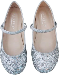 Rock Glitter Mary Jane Ballet Flats, Flower Girls Shoes, Toddler Girls, Party Shoes, Birthday Flats 4 Big Kid Silver