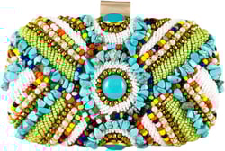 Vintage Colorful Stones Women Beaded Clutch Bag Evening Wedding Handbags Purses Gold