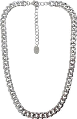 Time and Tru Women's Silver Tone Chunky Curb Chain Necklace 17" with Extender