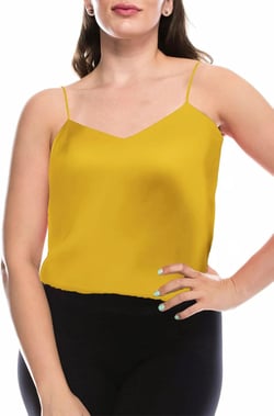 7th Element Womens Silk Satin Camisole Plus Size Tank Tops V Neck Casual Cami Sleeveless Blouses Summer Basic Tank Shirt A00 - Gold Mustard Yellow Small