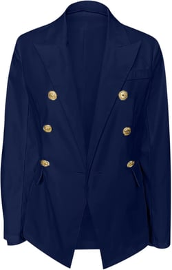 Fitted Blazers for Women Draped Open Front Cardigans Jacket Long Sleeve Work Suit Office Blazer with Button Pockets XX-Large 03-navy