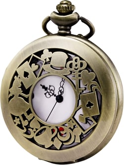 MORFONG Men's Women Quartz Pocket Watch Alice in Wonderland Series Hollow Case Vintage Fob Watches