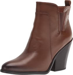 Franco Sarto Women's L-Gamble Ankle Boot 6.5 Whiskey Brown Leather