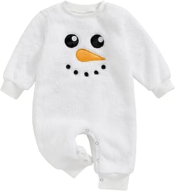 Baby Snowman Costume Infant Baby Boy Girl Christmas Outfit Fleece Long Sleeve Romper Jumpsuit Onesie Xmas Clothes White 3-6 Months