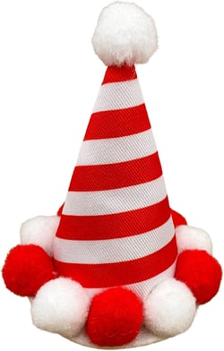 Needzo Christmas Hair Clip Red and White Candy Cane Striped Hat with Pom Poms, Christmas Hair Accessories for Women, One Size Fits Most