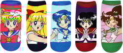 Sailor Moon Girls Lowcut Socks (5 Pair) - Women's Cosplay No Show Socks - Fits Shoe Size: 4-10 (Ladies)