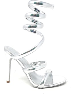 Cape Robbin Women's Open Toe Spiral Wrap Up Strappy High Heels Sandals, Gold 6.5 Silver