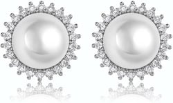 3 Pairs AAA+ Handpicked Freshwater Cultured Pearl Stud Earrings In Sterling Silver, White/Pink/Light-Purple Pearl Stud Earrings Set For Women Multipack, Pack Of 3 Pairs Pearl Stud Earrings Silver Sunflower CZ Pearl Earrings