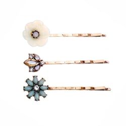 Vintage Crystal Rhinestone Hair Pins 3 Pieces Crystal Diamond Flower Hair Clips Set for Women