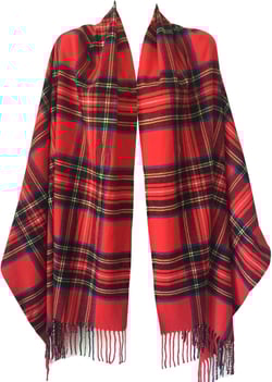 Women Oversized Scottish Clan Tartan Plaid Cashmere Feel Shawl Wrap Winter Scarf Red Tartan
