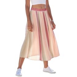 LASCANA Women's Striped Pleated Midi Skirt Stripe Multi 10