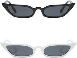 Freckles Mark 90s Vintage Retro Narrow Cat Eye Sunglasses for Women Small Fashion Sun Glasses Black+white 52 Millimeters