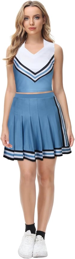 Cheerleader Uniform For Women Olivia Rodrigo Cosplay Girls Blue Tank Tops Pleated Skirt 2PCS Cheerleading Costumes Medium