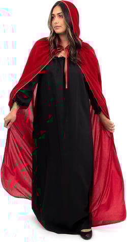 Little Adventures Adult Velvet Hooded Cloak Cape - Machine Washable Durable Cosplay Party Costume Red