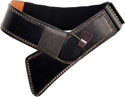 S・DEER SDEER Women's PU Leather Belts for Pants Dress Retro Gold Buckle Ladies Wide Waist Belt Decoration Accessories One Size Dull Black
