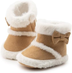 Infant Unisex Warm Fur Lining Soft Boots Baby Winter Ankle Non-Slip Rubber Texture Sole Toddler Winter Snow Crib Shoes 6-12 Months Infant A1/Khaki