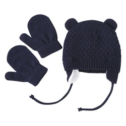 Edvintorg Kids Hats Winter Beanie Hat Mittens Set Warm Fleece Hat Baby Toddler Knitted Hat & Gloves For Boys, Girls